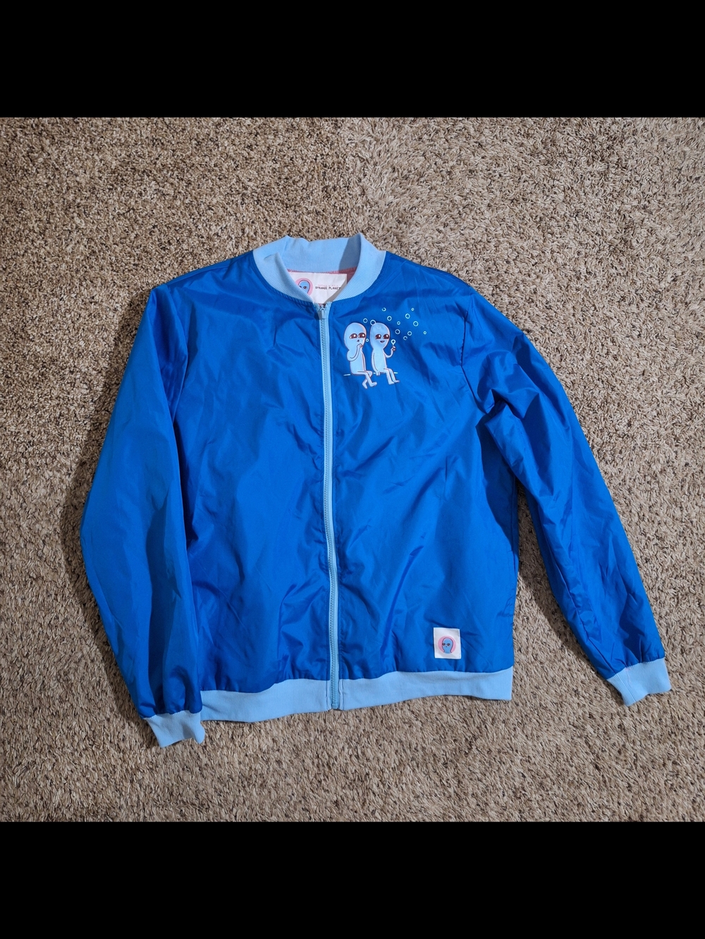 CultureFly "Strange Planet" Blue Bubble Alien Windbreaker Bomber Jacket Unisex
